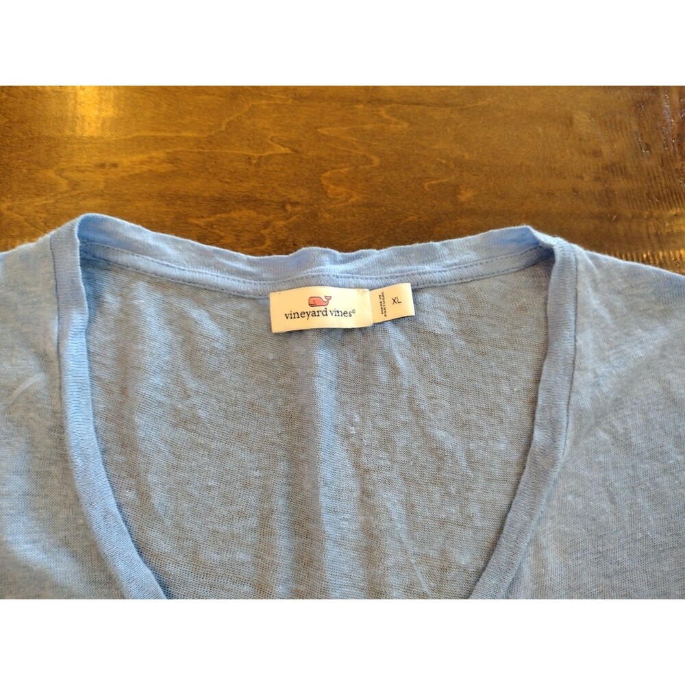VINEYARD VINES Women's EEUC light blue short-sleeve 100% Linen top - XL - Picture 4 of 7